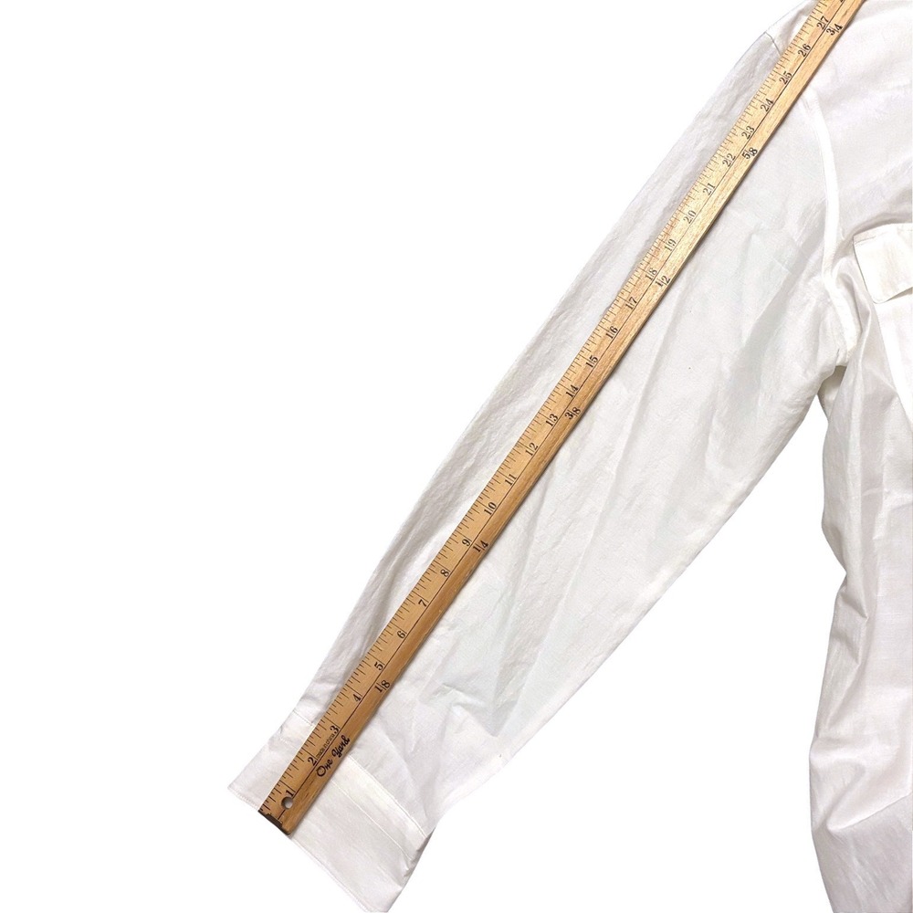 Aaron Levine ZARA Silk Relax Flowy Button Work Shirt Men Large Off White Cotton - Picture 12 of 14